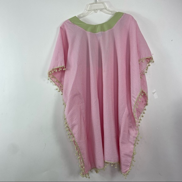 ElleO pink & green seersucker tunic top or beach coverup XS/S - Picture 8 of 8